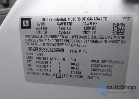 2012 GMC Terrain Slt-2 from USA, damaged, VIN 2GKFLXE58C6289949